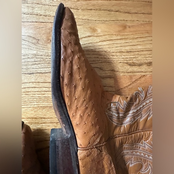Ostrich Cowboy Boots Vintage USA Exotic Skin Leather Western Mens 10.5 D - Picture 9 of 10